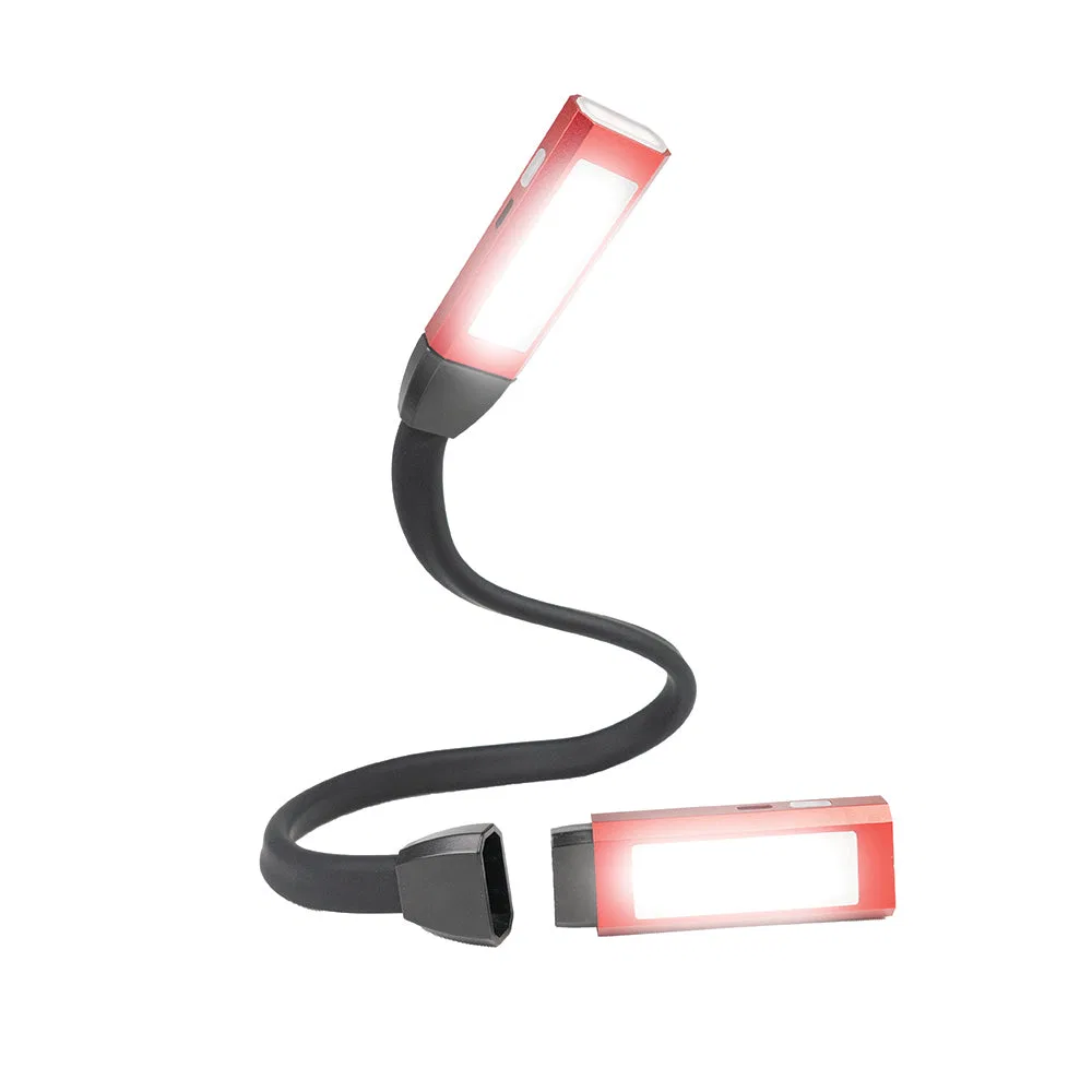 4307 – WAGAN Flashlight, Flexible Neck Band LED Clear Lens 200 Lumens High Beam/ 100 Lumens Low Beam Red Aluminum Hou...